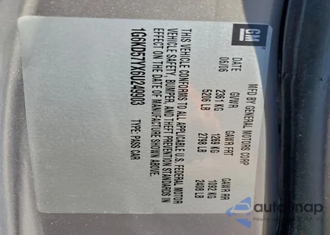 2006 Cadillac Dts z USA, uszkodzony, nr VIN 1G6KD57YX6U249903